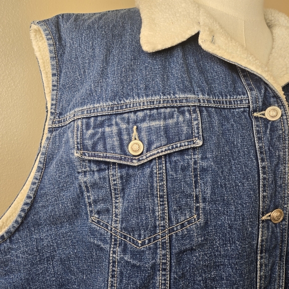 90's Great Northwest Denim Shearling Vest, 2X - Picture 5 of 11